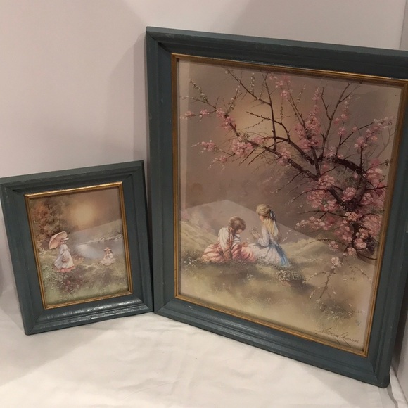 ANDRES ORPINAS prints. Blue frame/gold trim - Picture 1 of 6